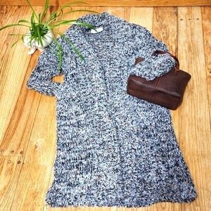 ZARA Chunky knit Wool Blend Open Front Duster Jacket Cardigan Multicolored Small